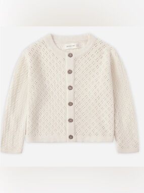 Quincy Mae Ivory Eyelet Knit Button-Up Cardigan